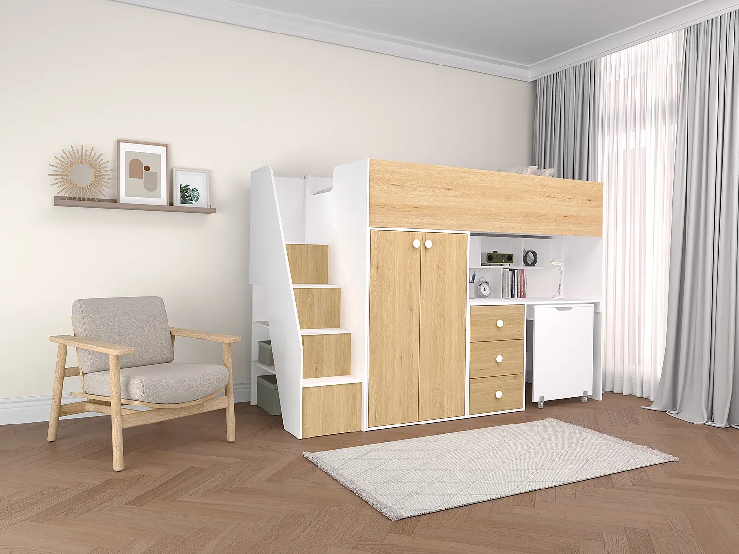 Schlafzimmer,Bereich Bett,Hochbett-Nestalunoa