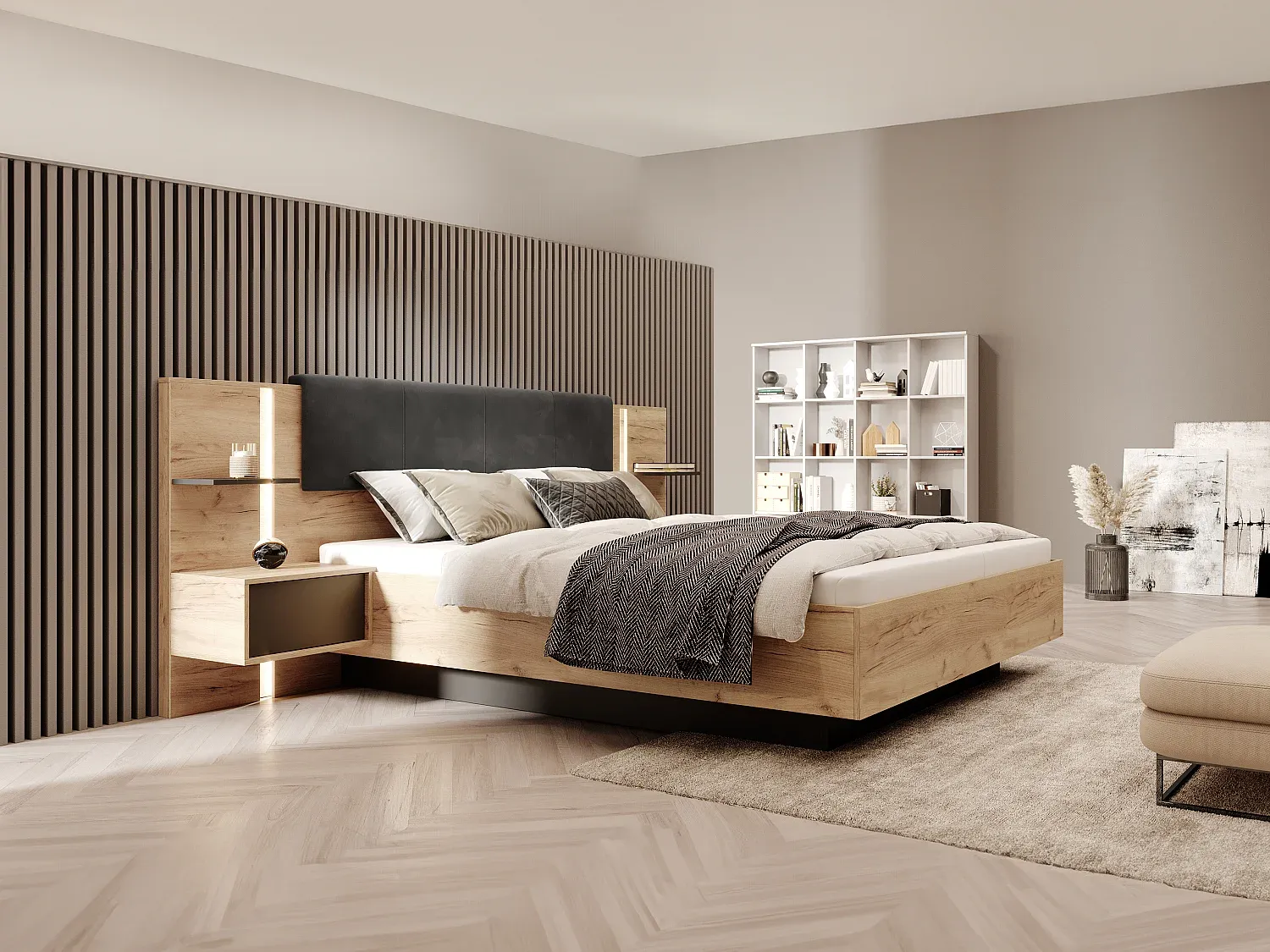 Schlafzimmer,Bereich Bett,Bett mit Bettkasten-Nestalunoa
