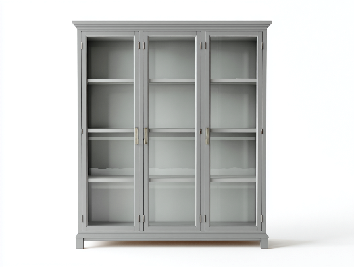 Estanterías de madera con puertas de vidrio 120x40x180 cm gris - diseño moderno para salón-Sofamyloft