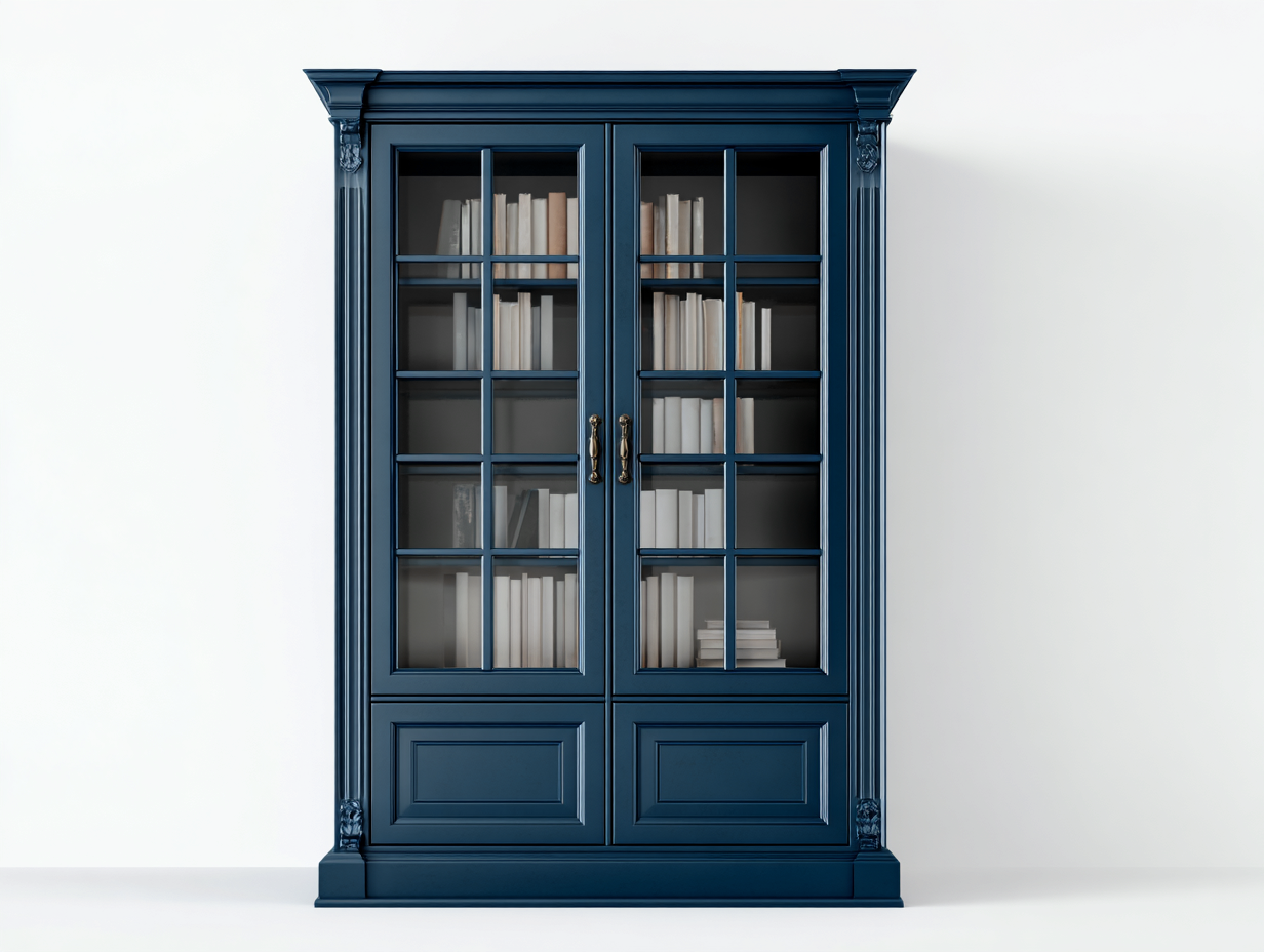 Estanterías de madera con puertas de vidrio 110x40x190 cm azul - diseño clásico para salón-Sofamyloft