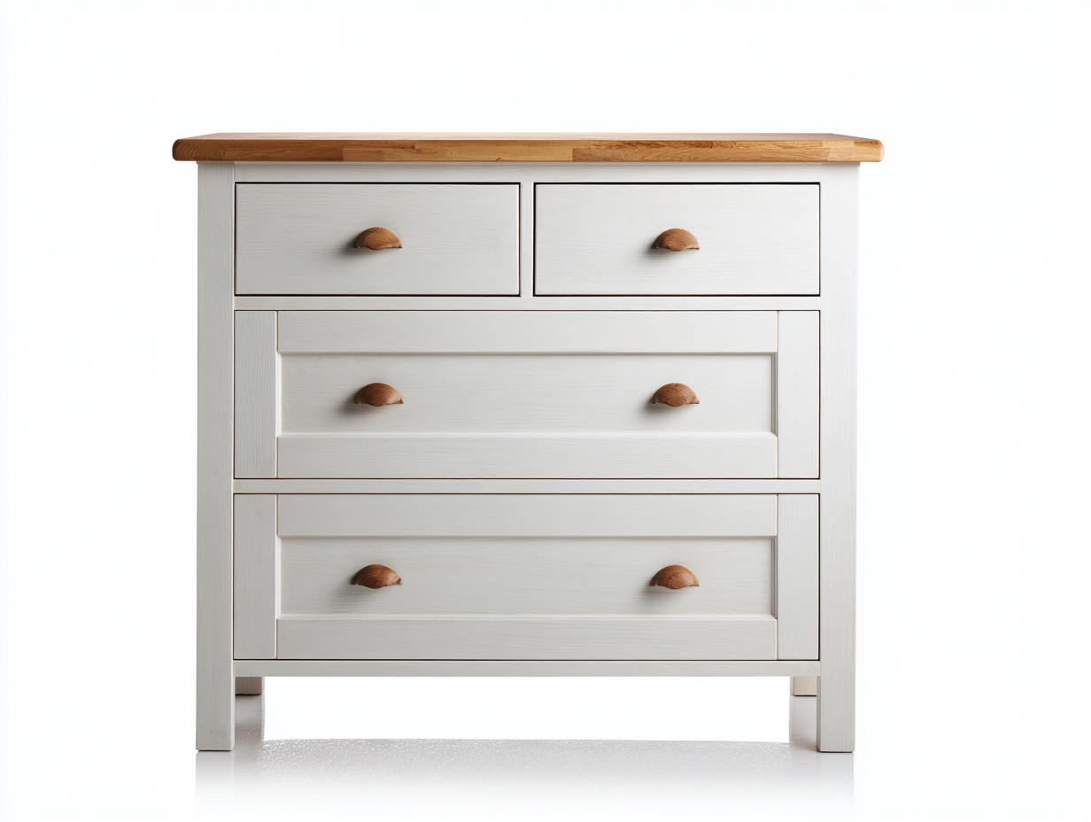 Cómodas madera maciza 90x45x85 cm color blanco roble almacenamiento dormitorio estilo clásico con cajones-Sofamyloft
