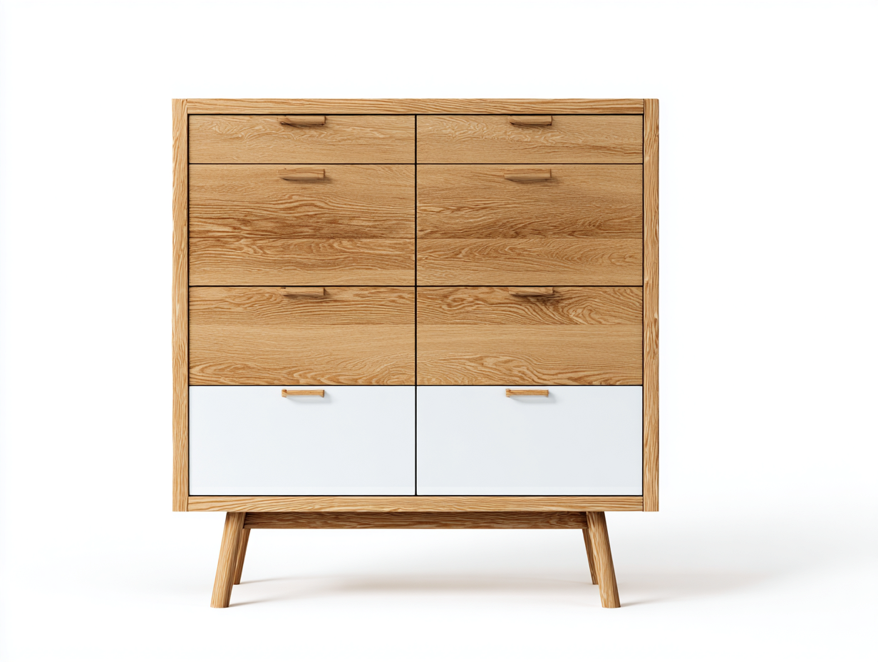 Cómodas de madera 100x45x95 cm natural y gris - diseño moderno para salón-Sofamyloft