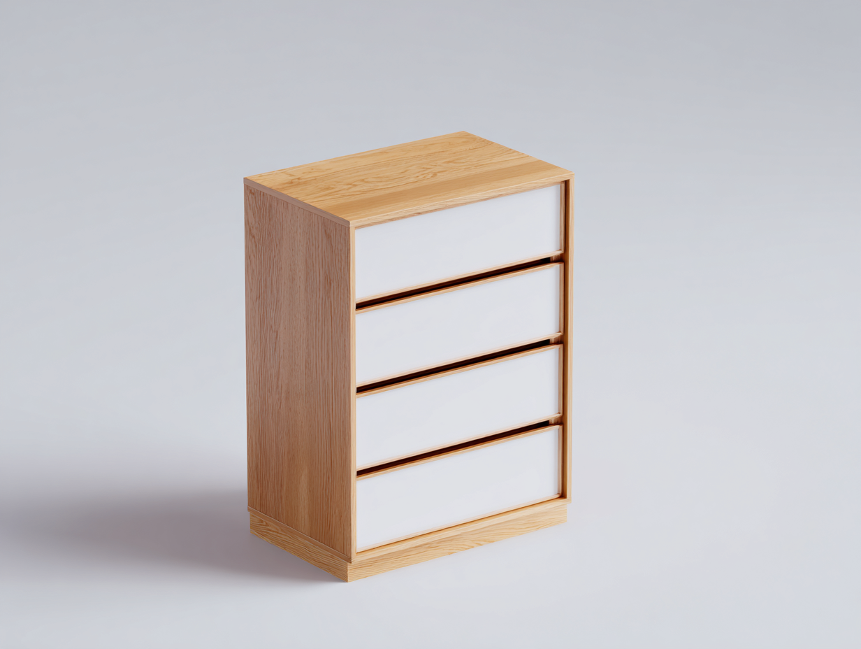 Cómodas madera 60x40x80 cm color blanco roble almacenamiento dormitorio estilo moderno con cajones-Sofamyloft