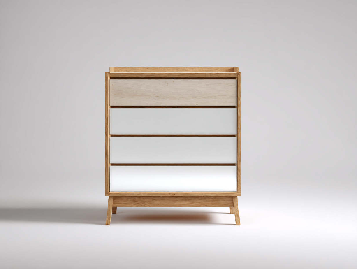 Cómodas 80x40x100 cm - madera MDF color blanco y roble - 4 cajones diseño moderno para dormitorio-Sofamyloft