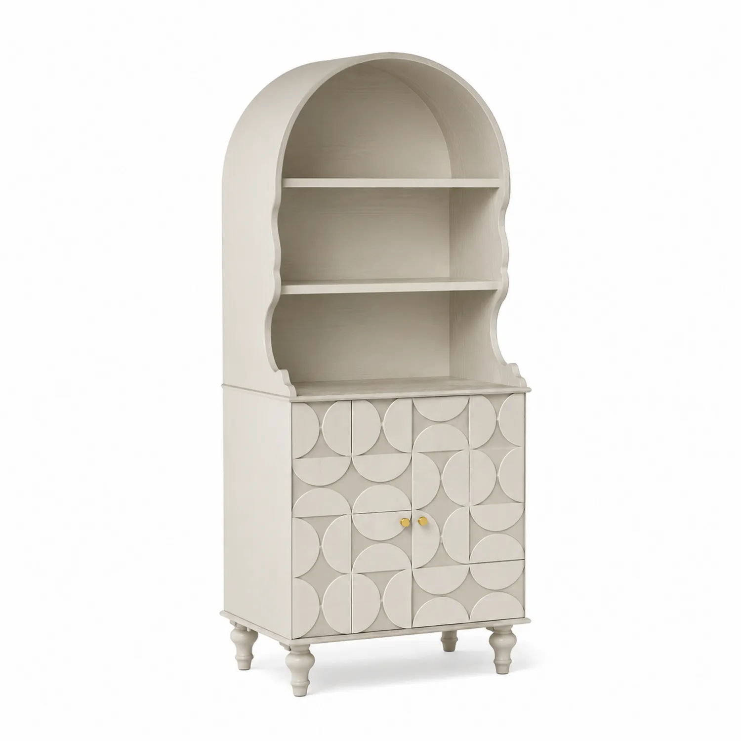 Étagère arquée en bois avec motifs géométriques
