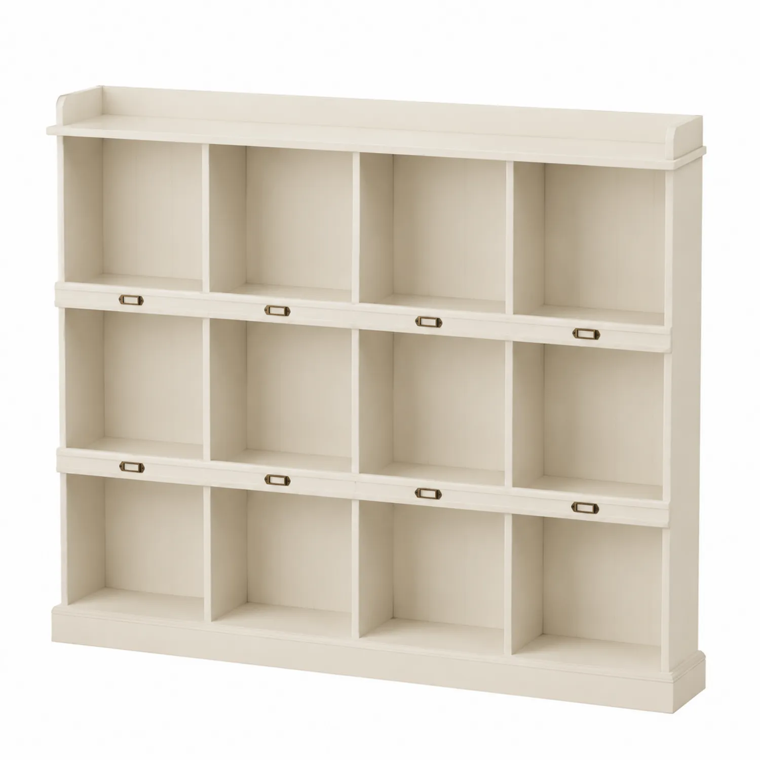 Étagère murale en bois beige avec compartiments