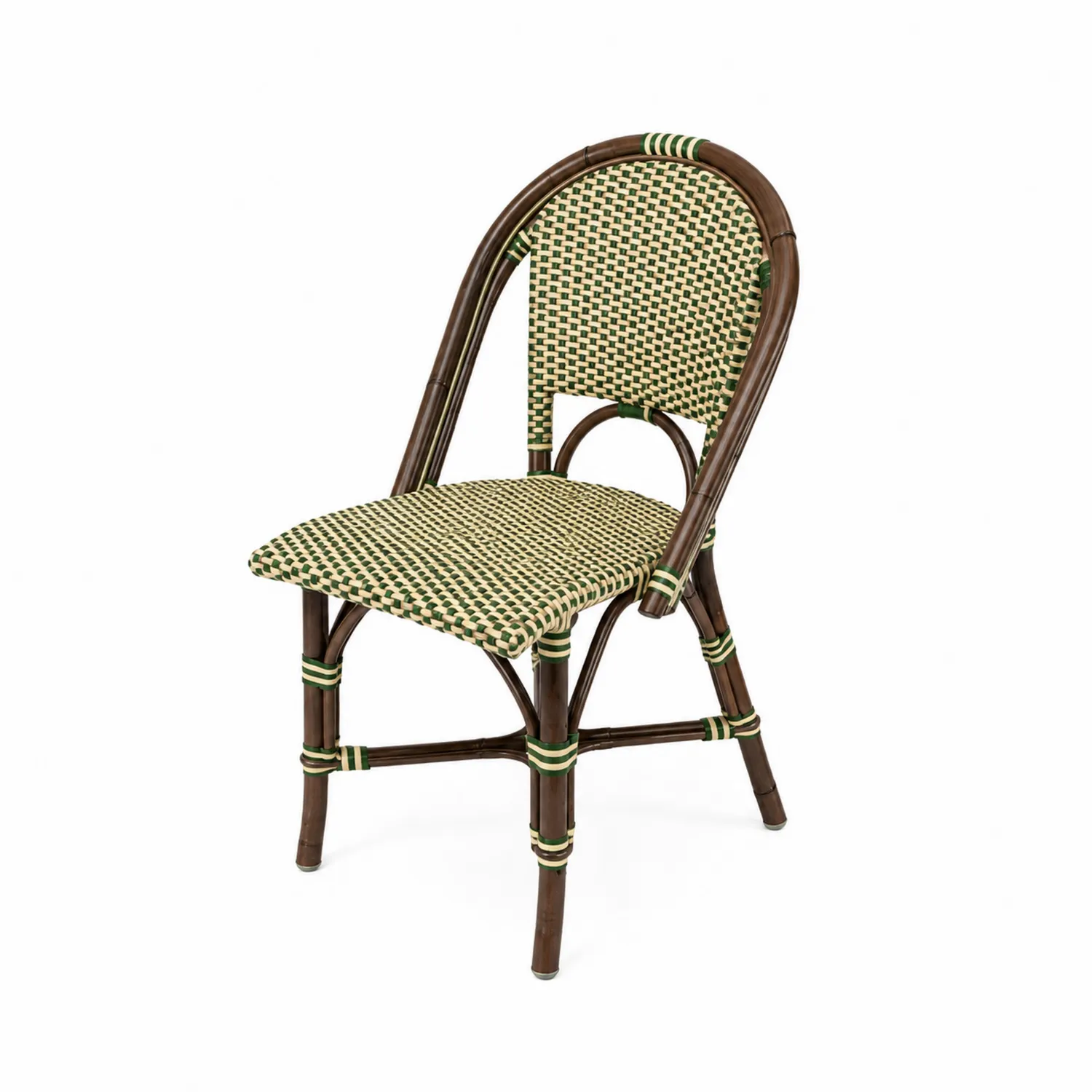 Chaise en rotin synthétique marron et vert avec structure en aluminium