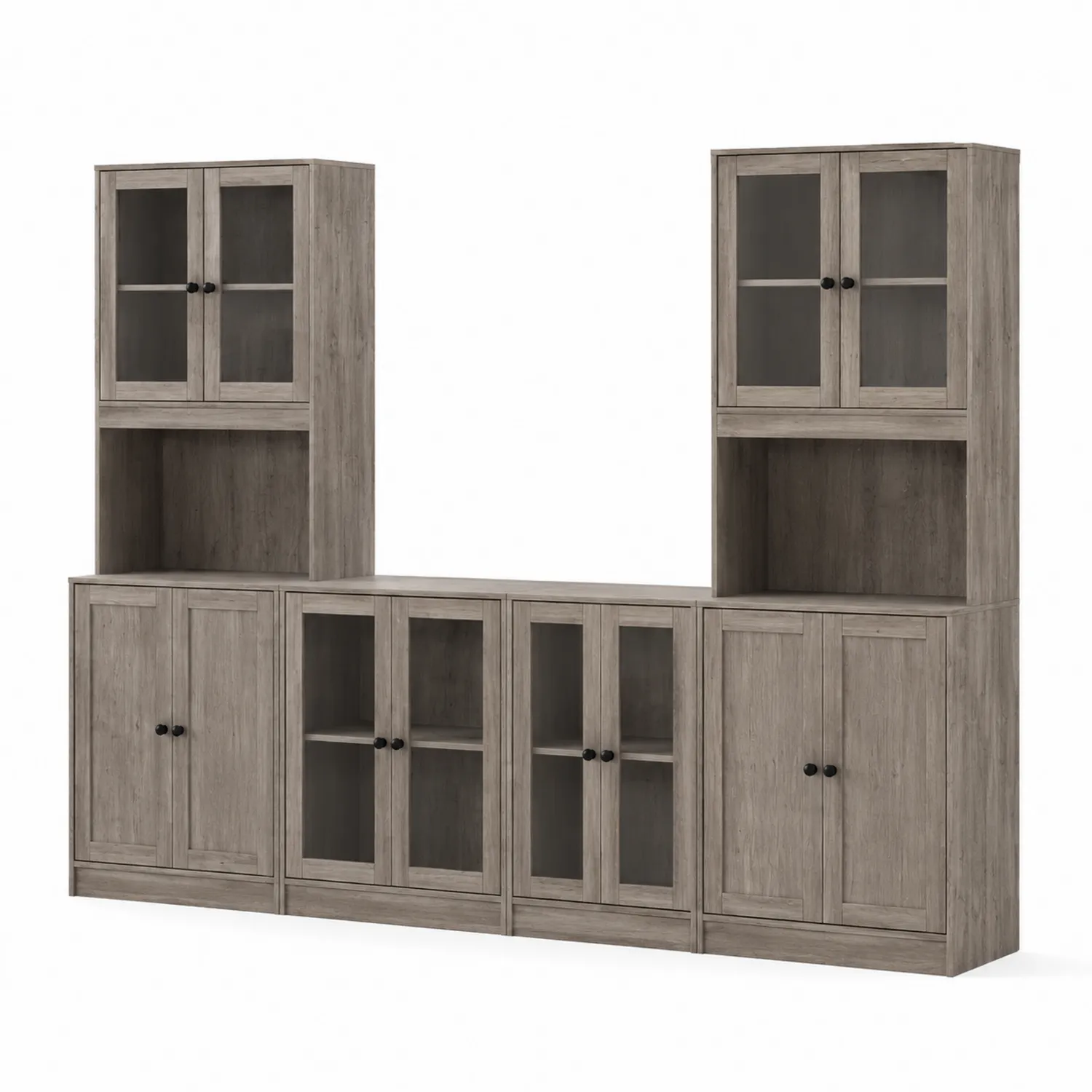 Ensemble de vaisseliers en bois avec portes en verre trempé