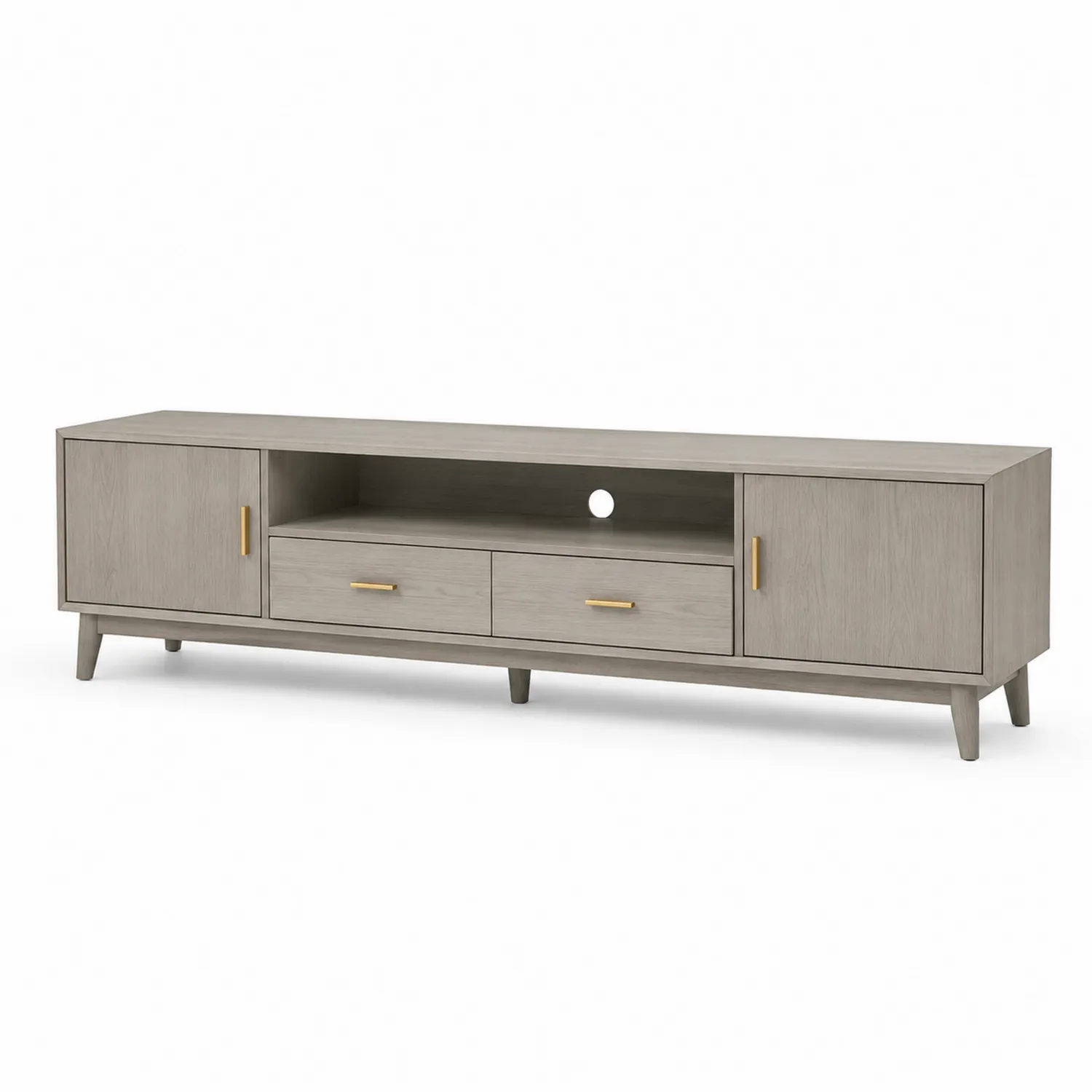 Meuble TV en bois gris avec tiroirs et portes 180x40x50 cm