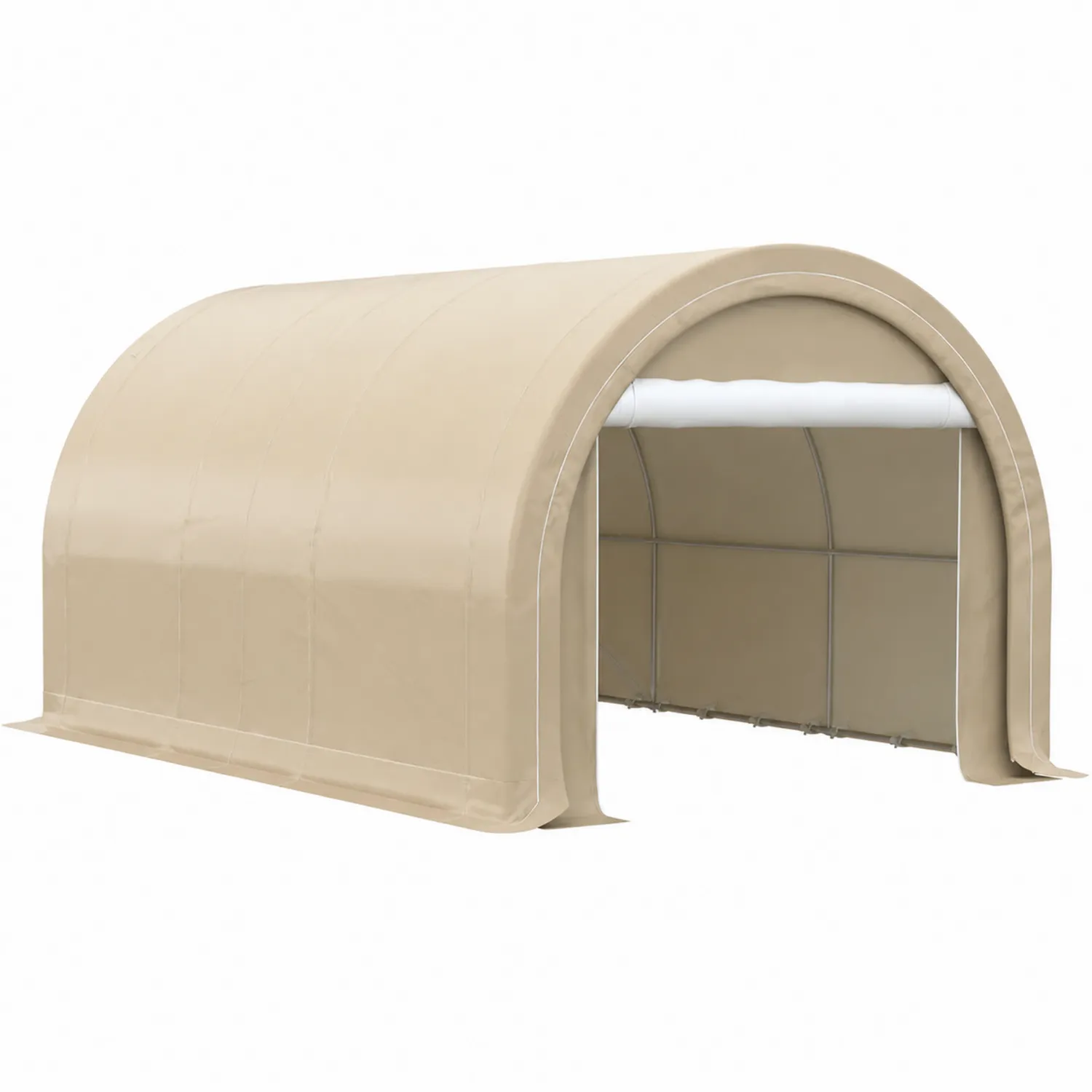 Garage tunnel en acier et PVC 6x3x2.7m Beige
