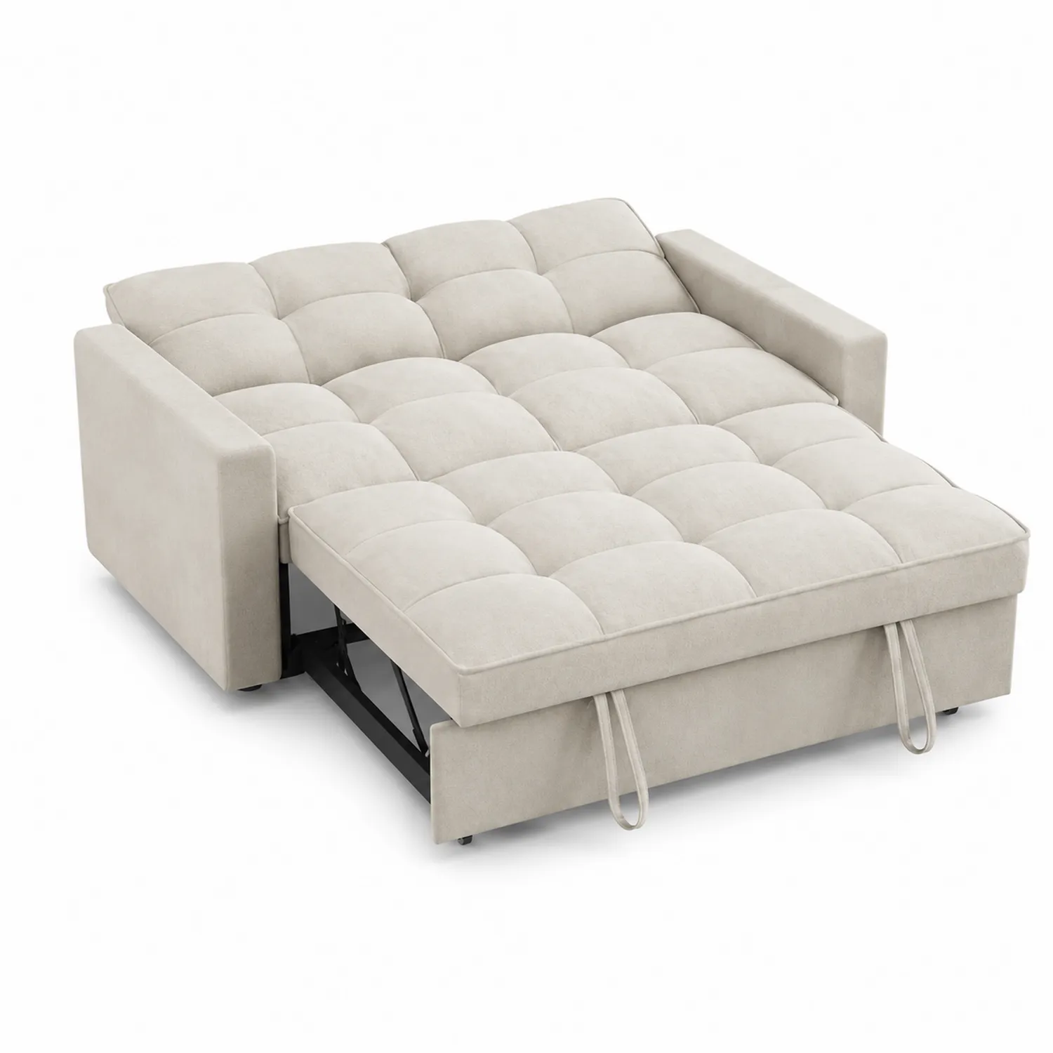 Canapé-lit en tissu beige 200x140 cm