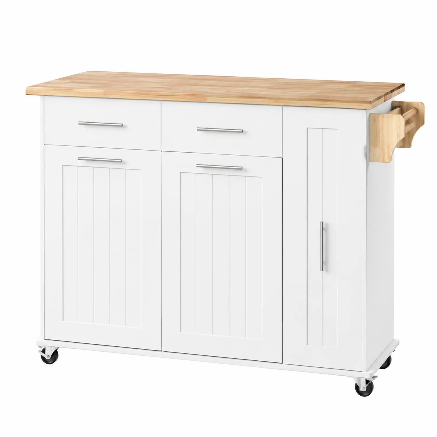 Chariot de cuisine en bois avec plan de travail en hêtre 120 cm
