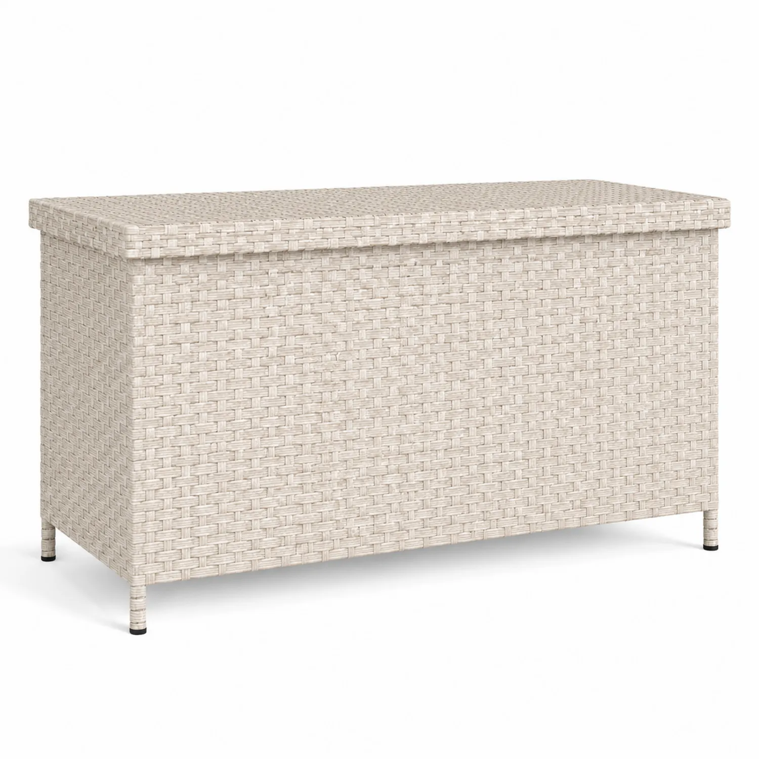 Coffre de rangement en rotin synthétique blanc