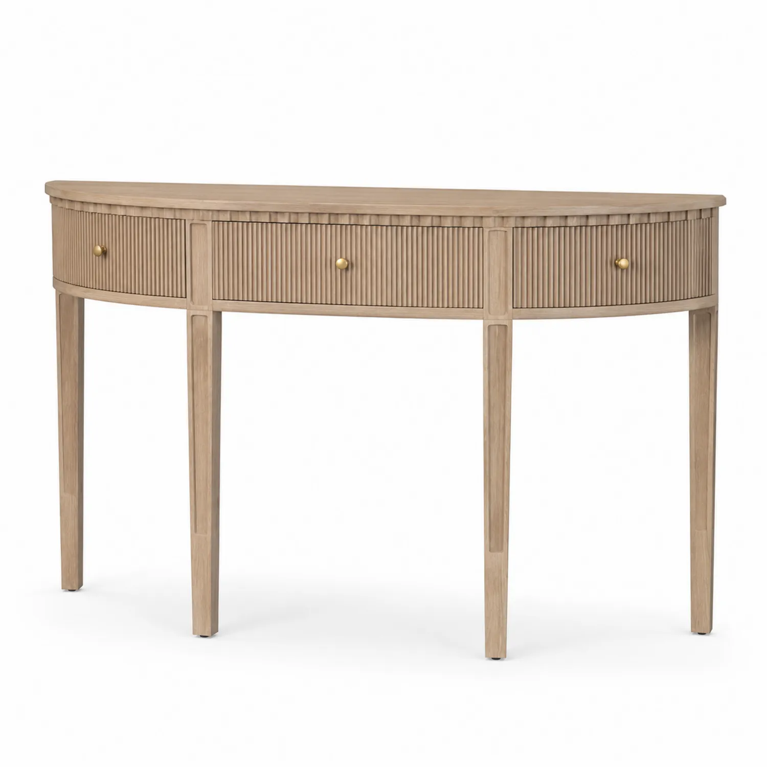 Console demi-lune en bois avec tiroirs