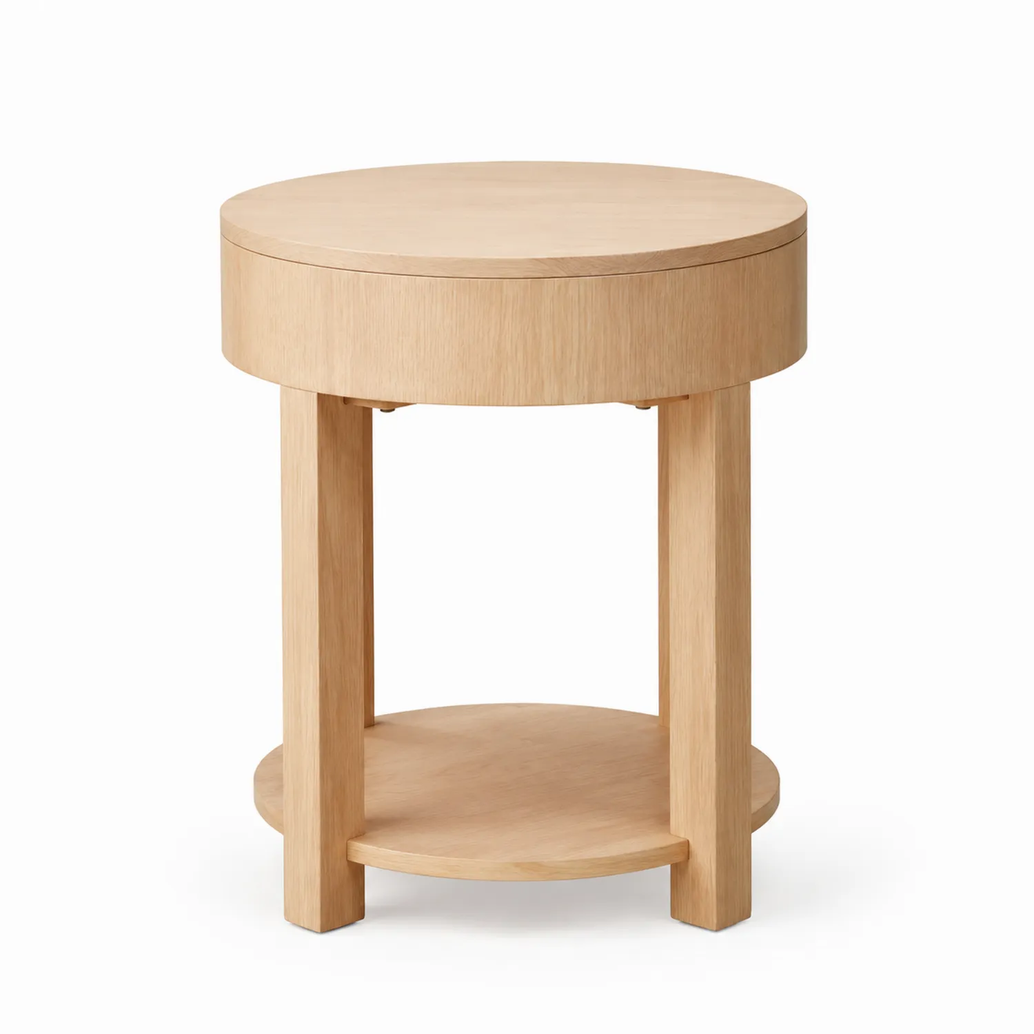 Table d'appoint ronde en bois de chêne clair