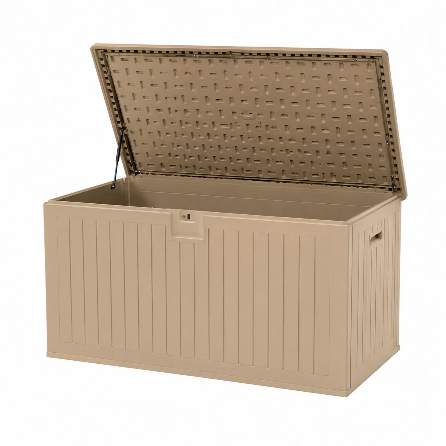 Coffre de Rangement Rectangulaire en Plastique Beige 120x45x60 cm