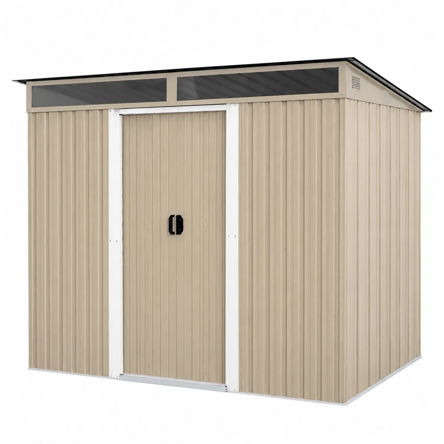 Abri de rangement en métal Beige avec toit transparent
