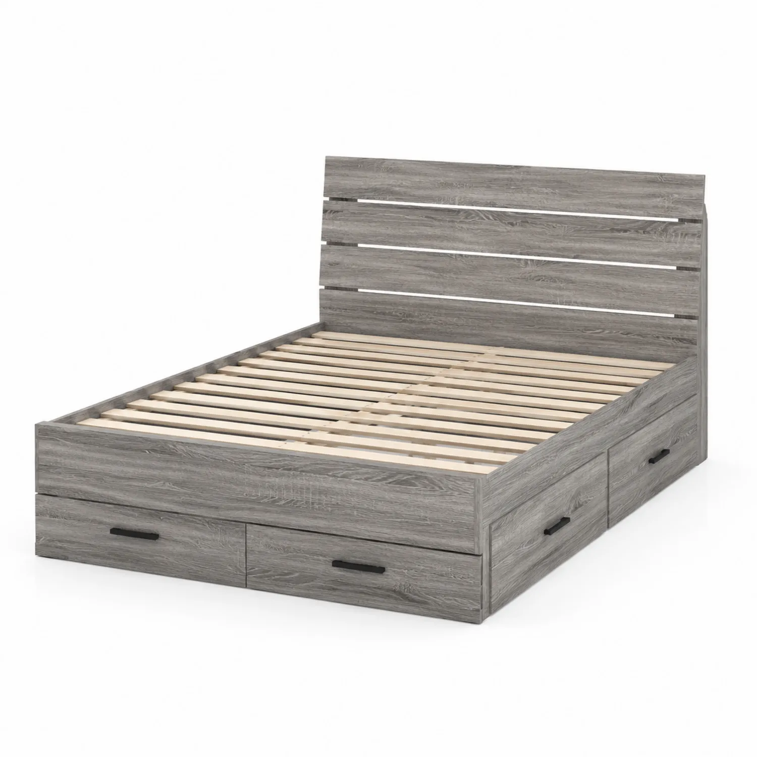 Lit en bois avec rangement Gris 200x160 cm