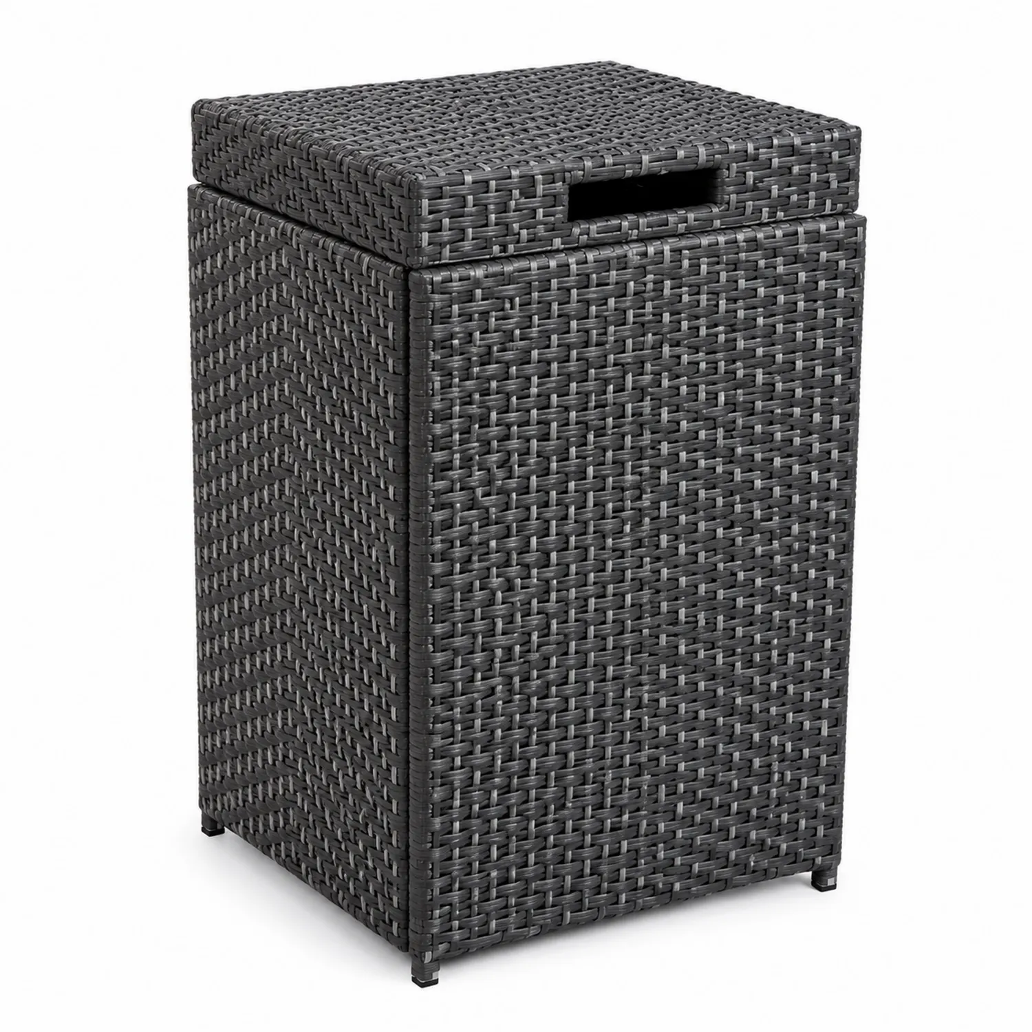 Coffre de rangement en rotin synthétique noir