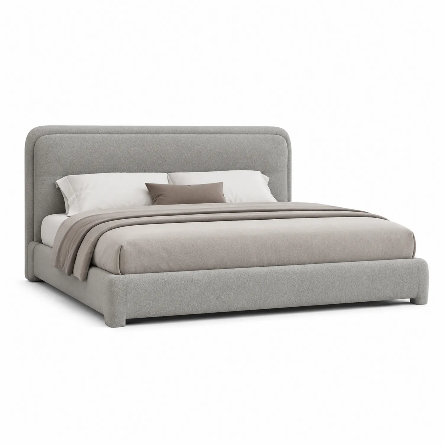 Lit double en tissu gris avec tête de lit 160x200 cm