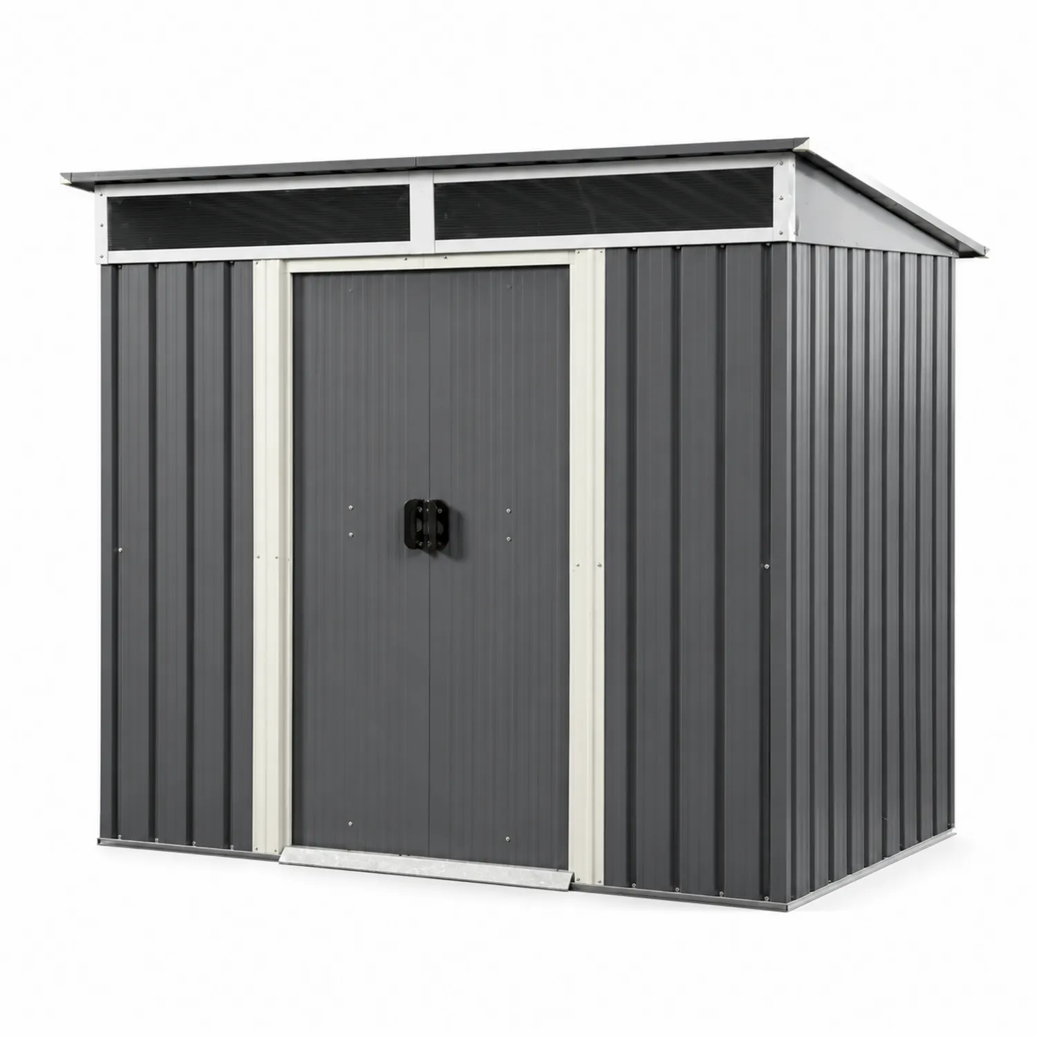 Abri de jardin en métal galvanisé gris