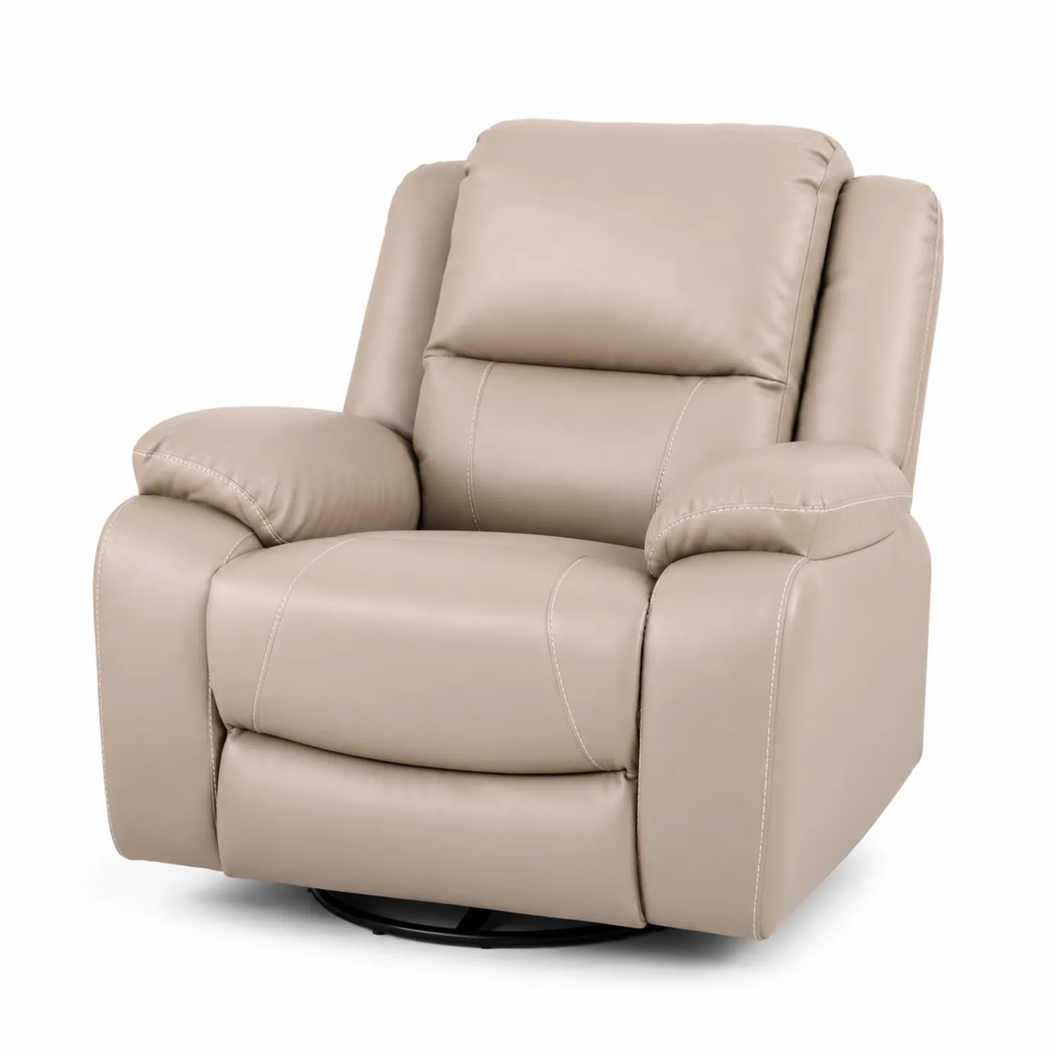 Fauteuil en cuir synthétique beige pivotant