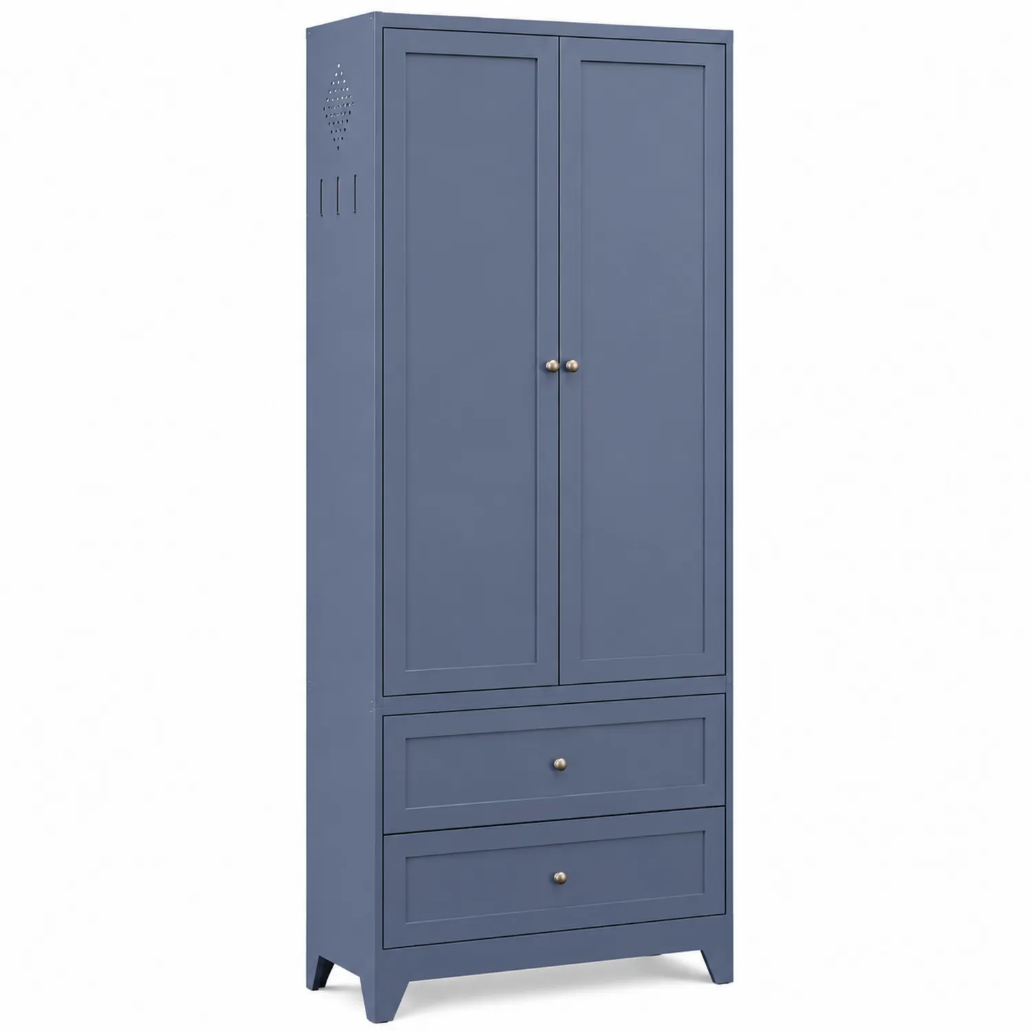 Armoire en Bois avec 2 Portes et 2 Tiroirs Bleu 180 cm x 70 cm x 40 cm