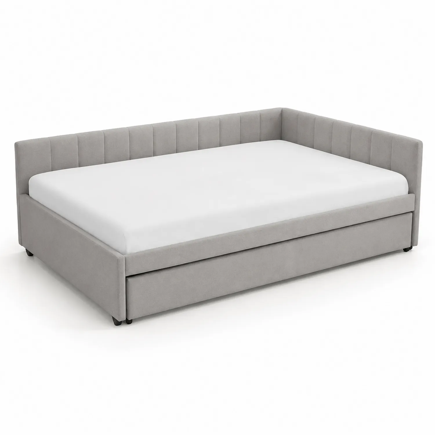 Lit de jour en tissu avec rangement Gris