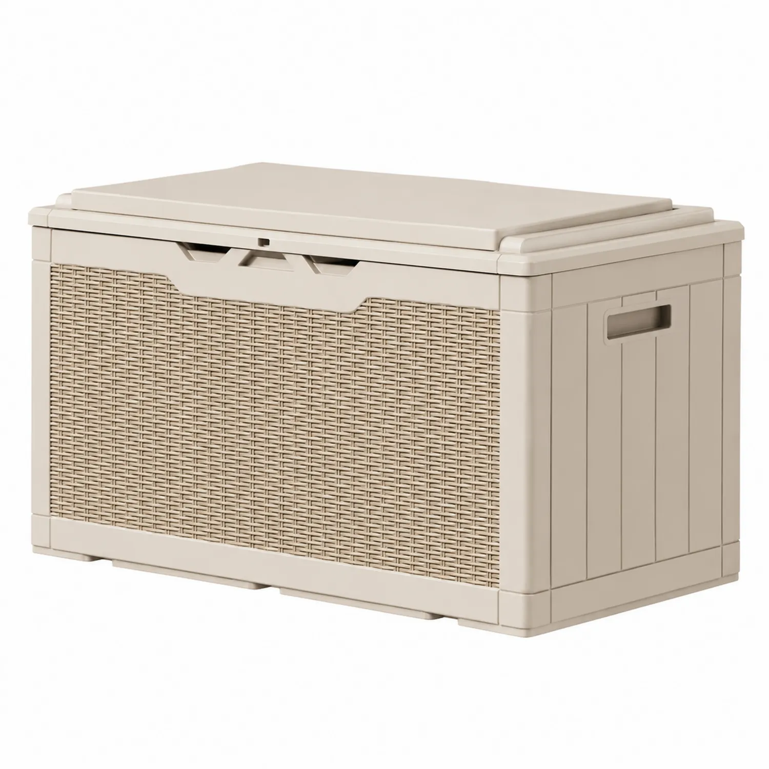 Coffre de Rangement en Plastique Imitation Rotin 120L