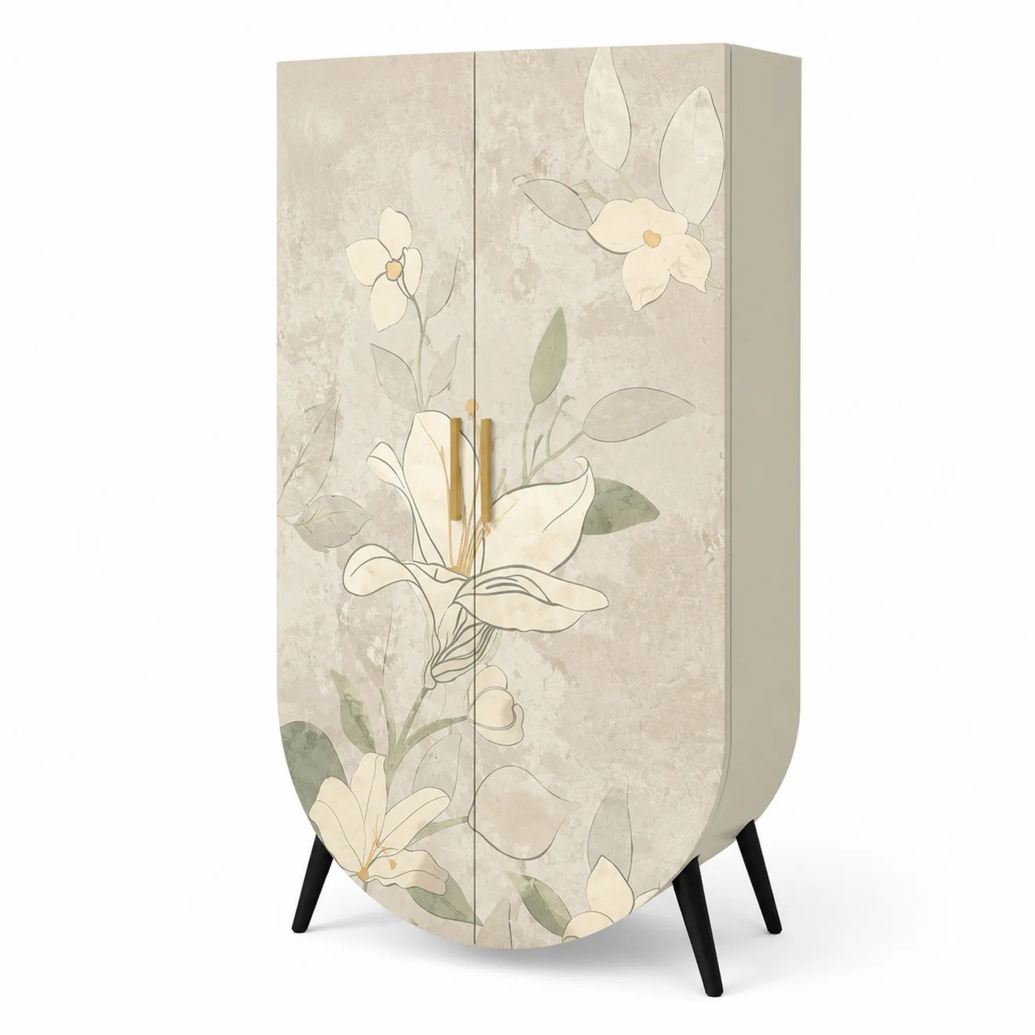 Armoire en MDF avec motif floral beige