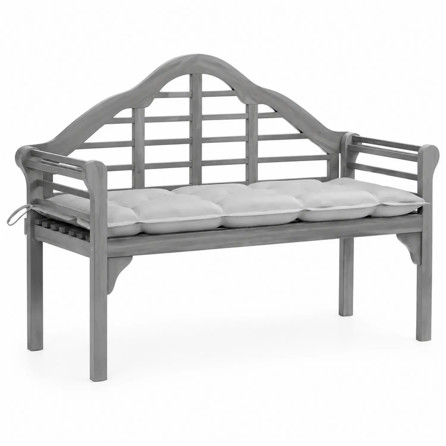 Banc en bois gris avec coussin en polyester