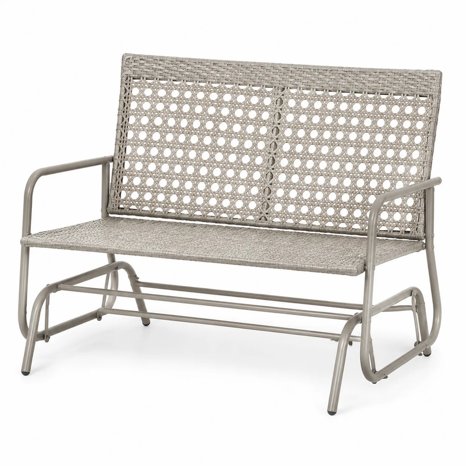 Banc en métal et rotin synthétique Gris