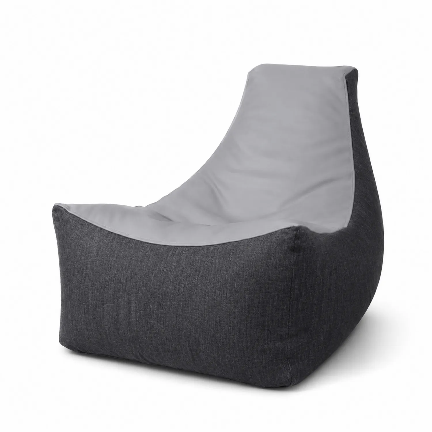 Fauteuil poire en tissu polyester Gris 90x70x60 cm