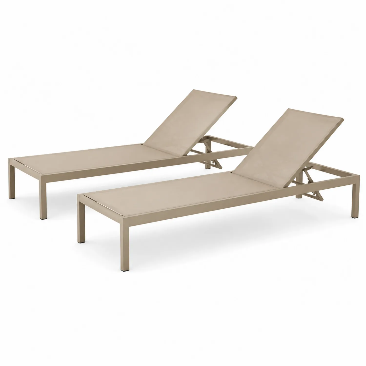 Lot de 2 chaises longues en aluminium beige
