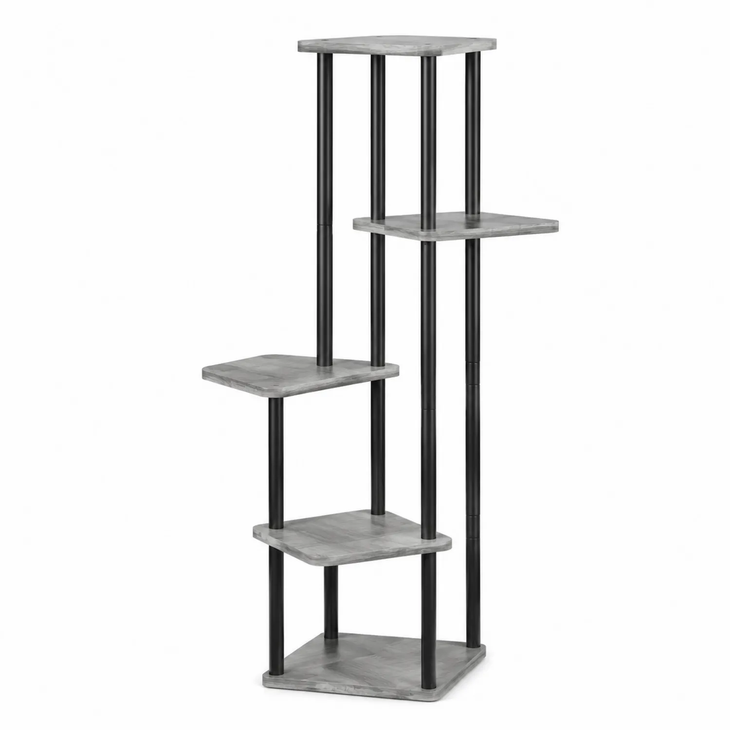 Étagère en bois et métal 4 niveaux gris et noir 133 cm