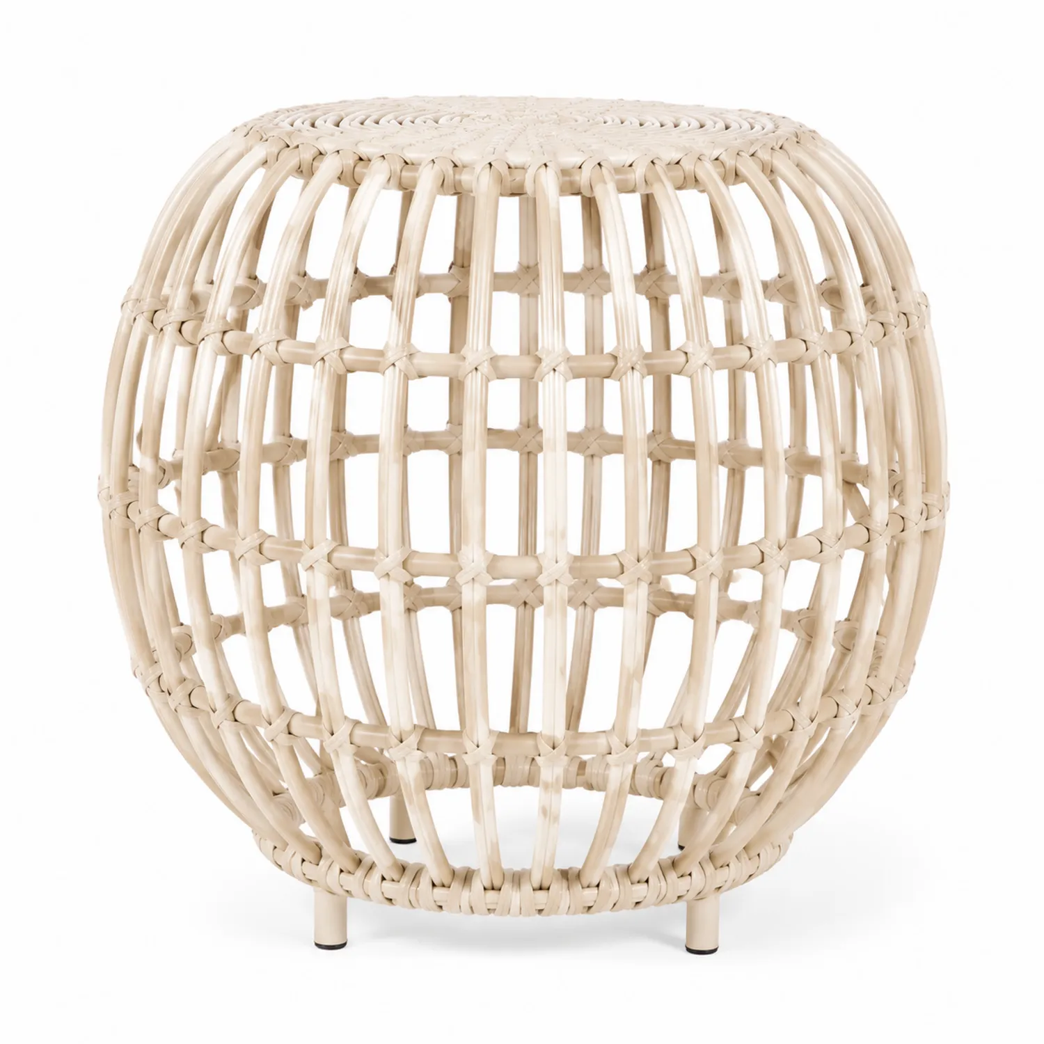Table d'appoint ronde en rotin naturel Beige clair
