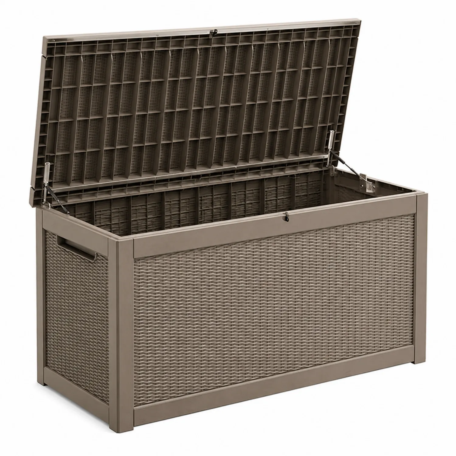 Coffre de rangement en plastique marron tressé pour extérieur 120x60x55 cm