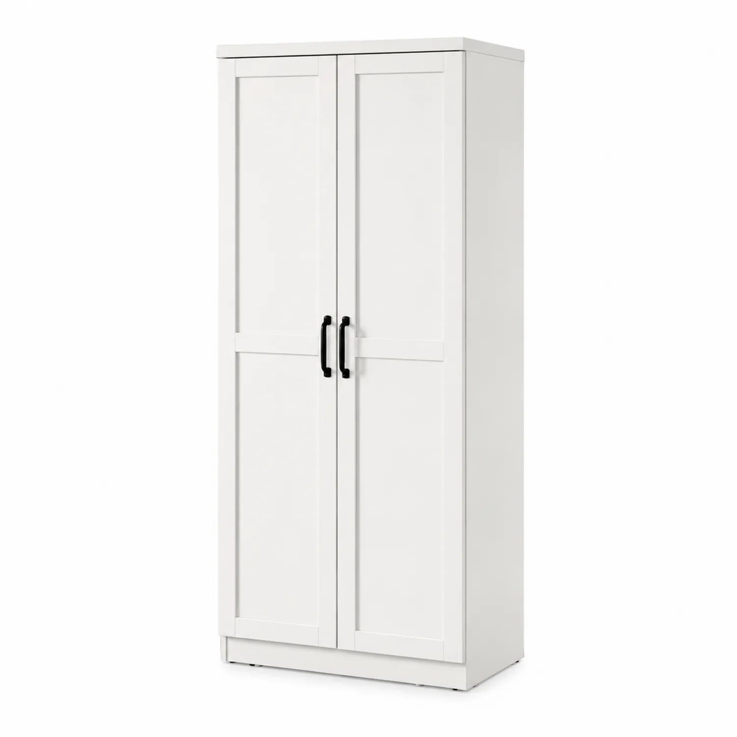 Armoire à deux portes en bois blanc avec étagères