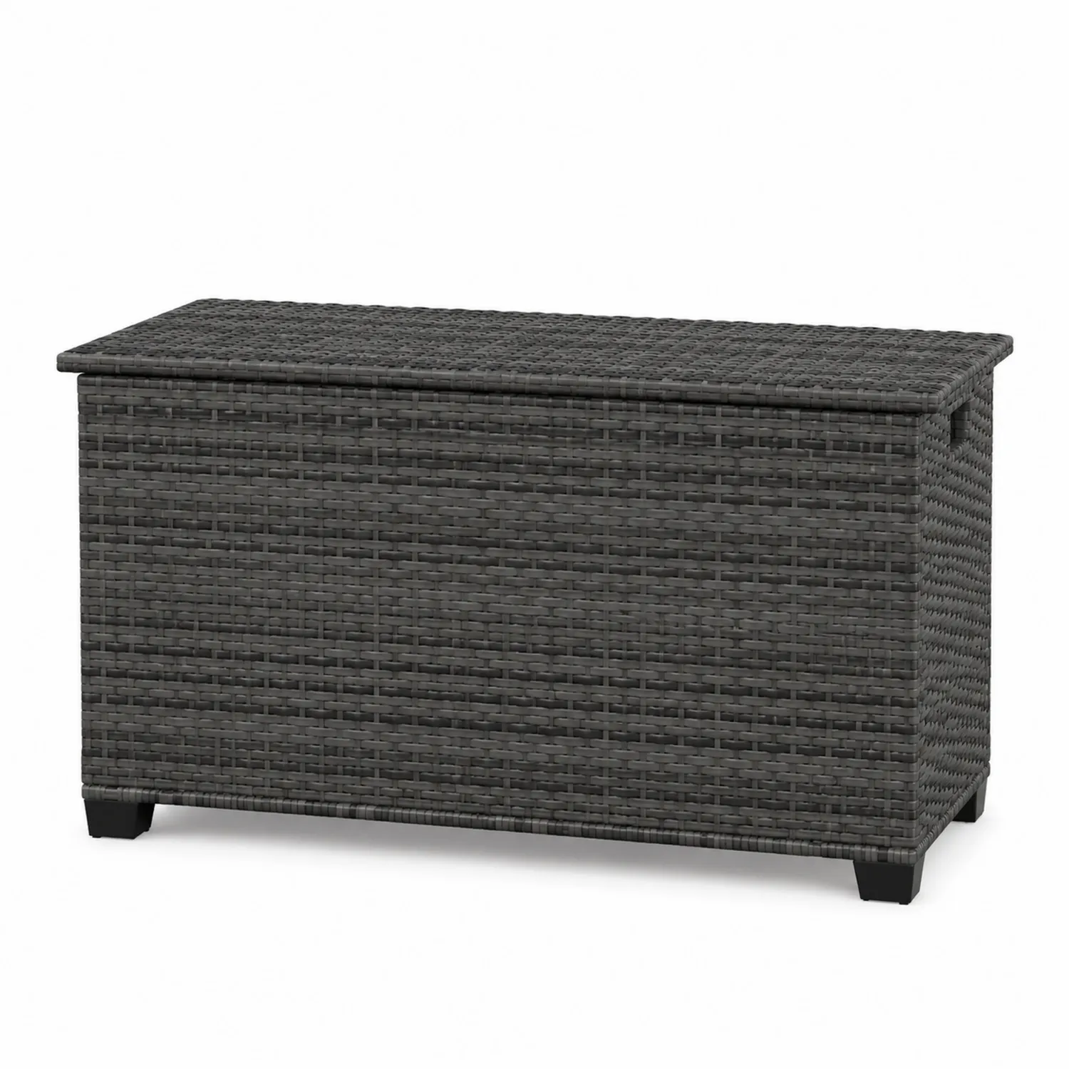 Coffre de rangement en résine tressée gris 120x50x60 cm