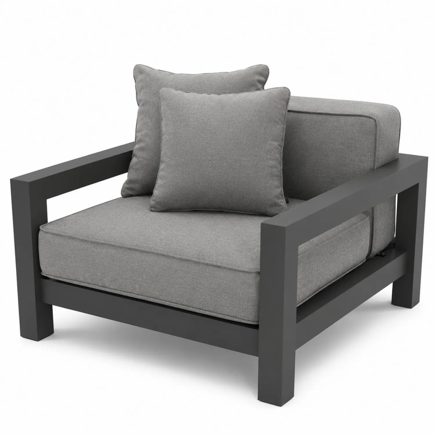Fauteuil de jardin en aluminium et tissu gris