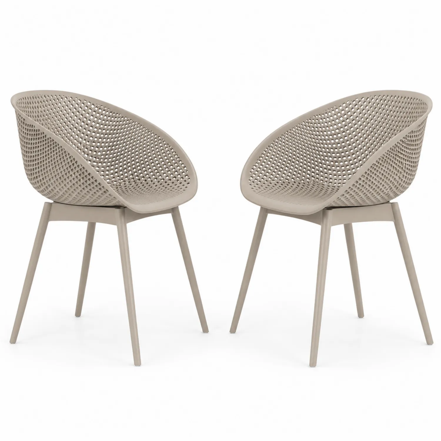 Lot de 2 chaises en plastique polypropylène Taupe