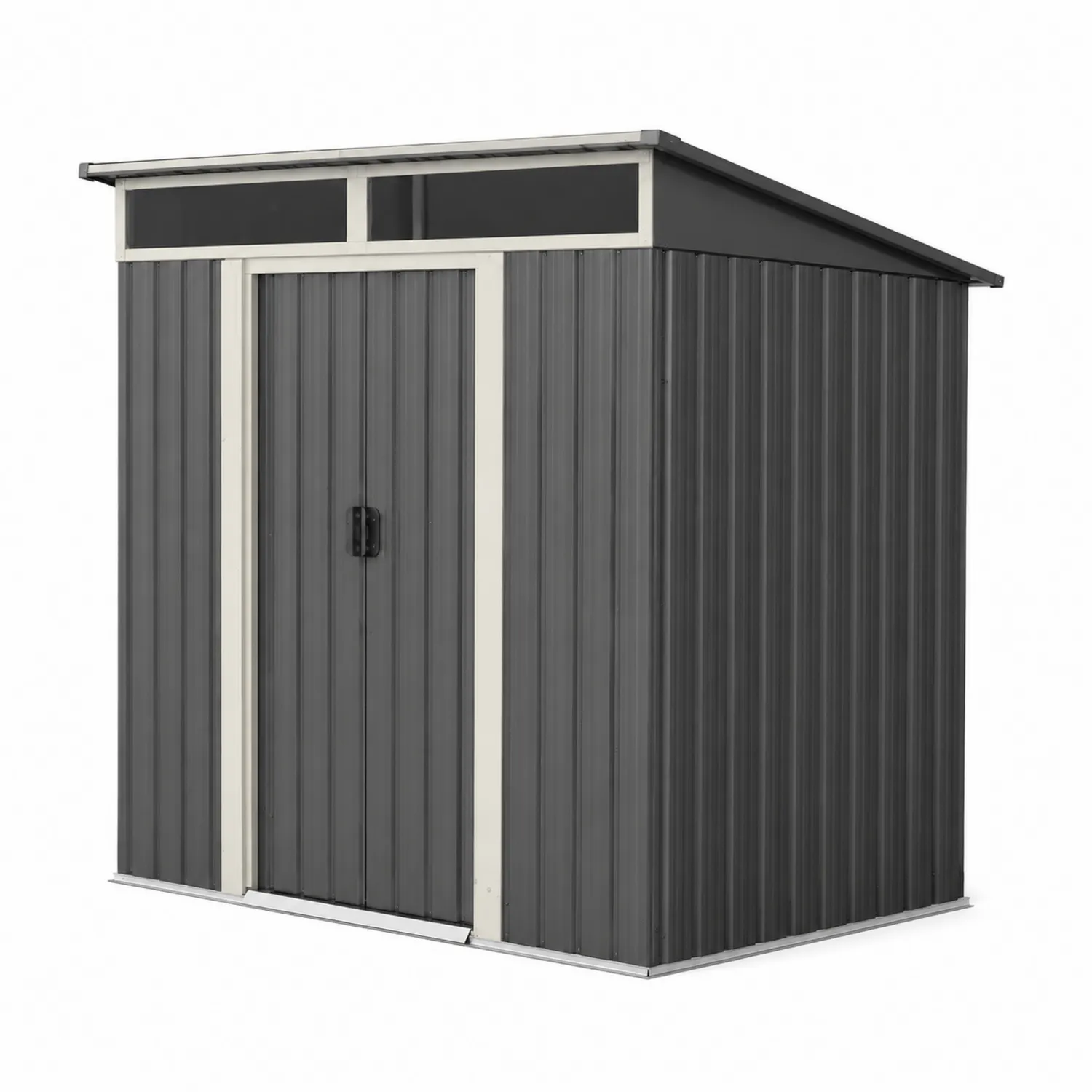Abri de jardin en métal galvanisé gris