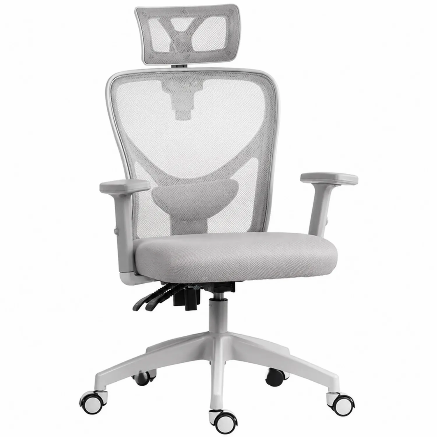 Chaise de bureau en maille avec accoudoirs réglables Gris