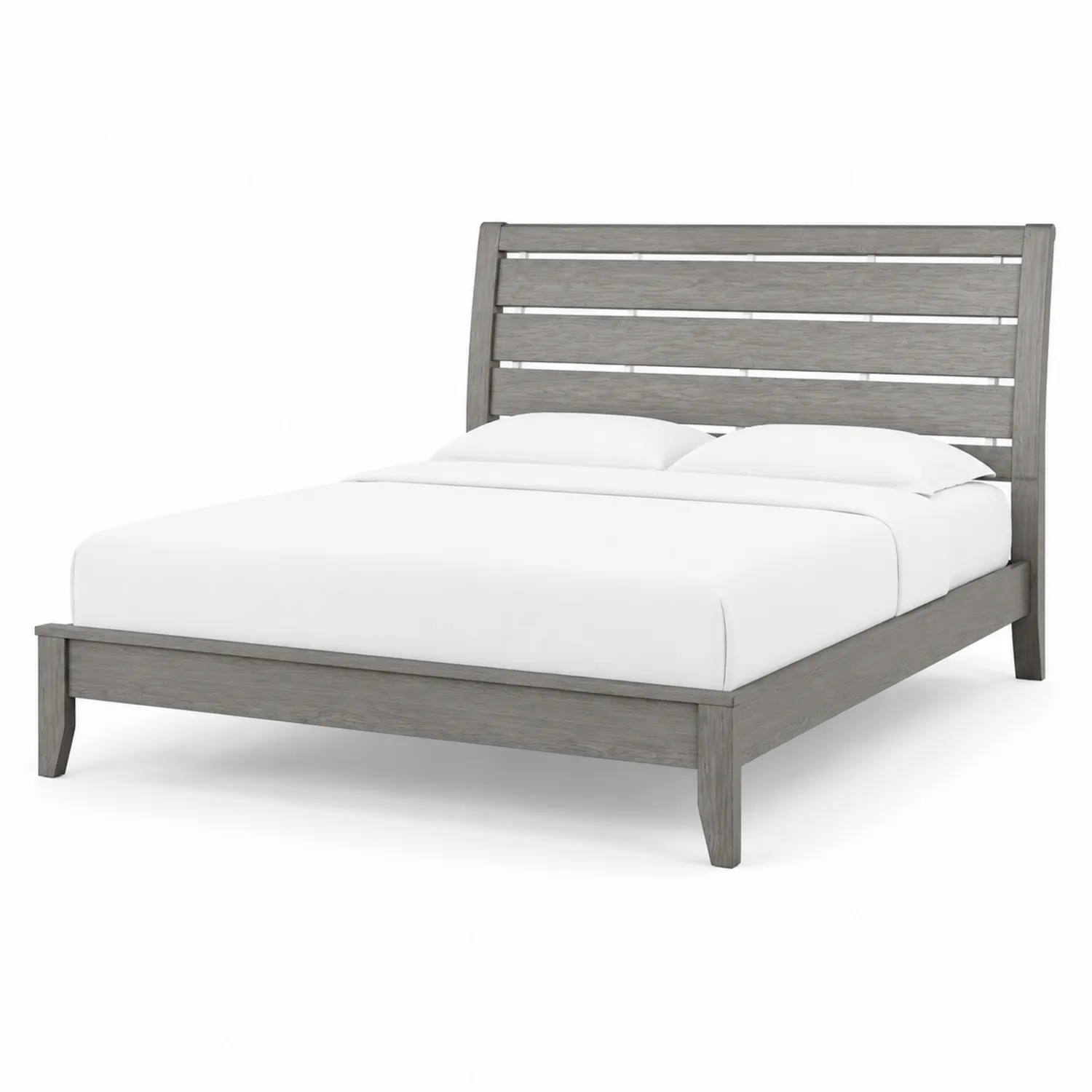 Lit en bois massif gris avec sommier 200x160 cm