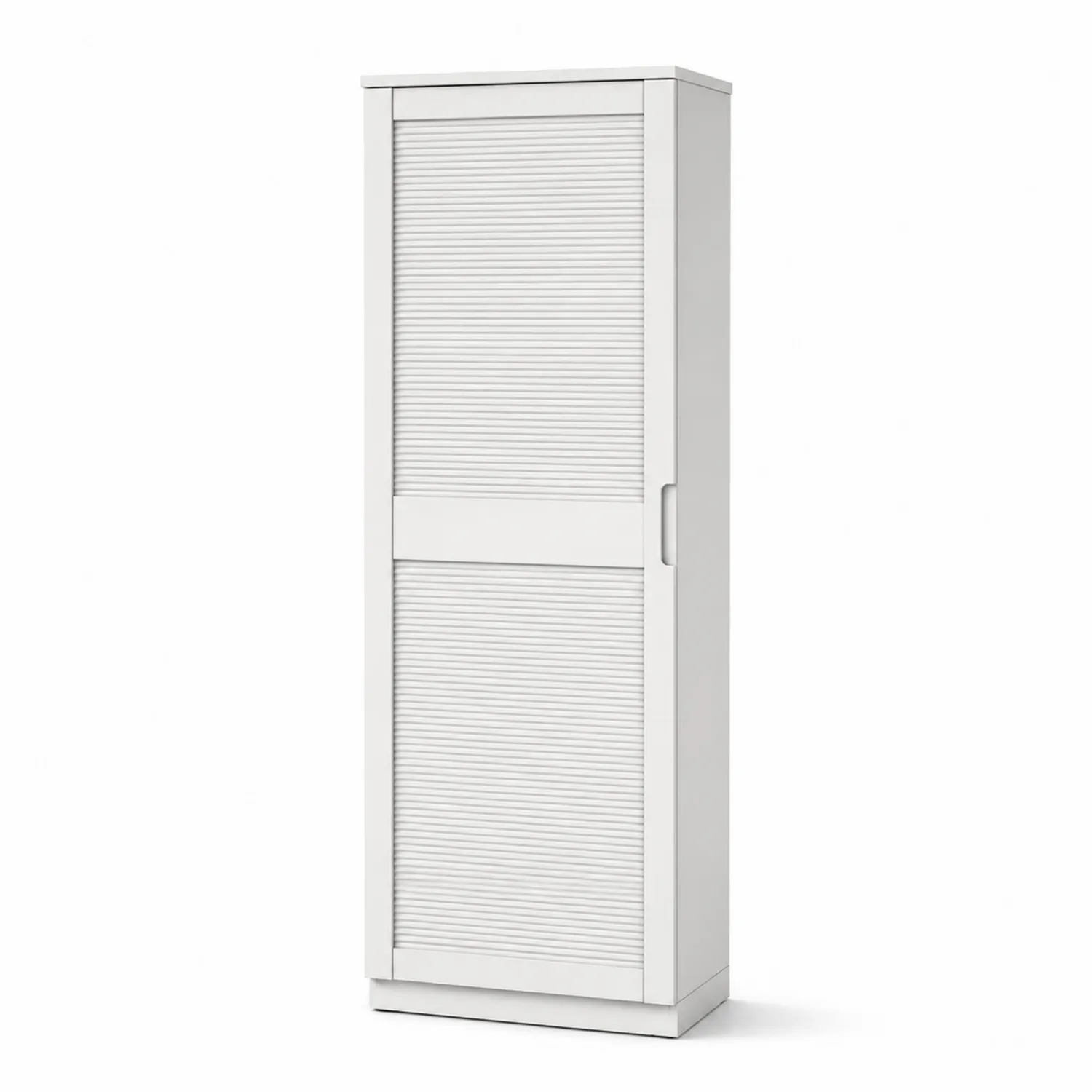 Armoire colonne en bois avec porte coulissante blanche