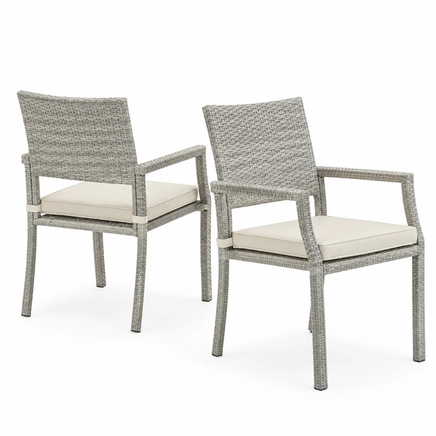 Chaises de jardin en résine avec coussins en polyester