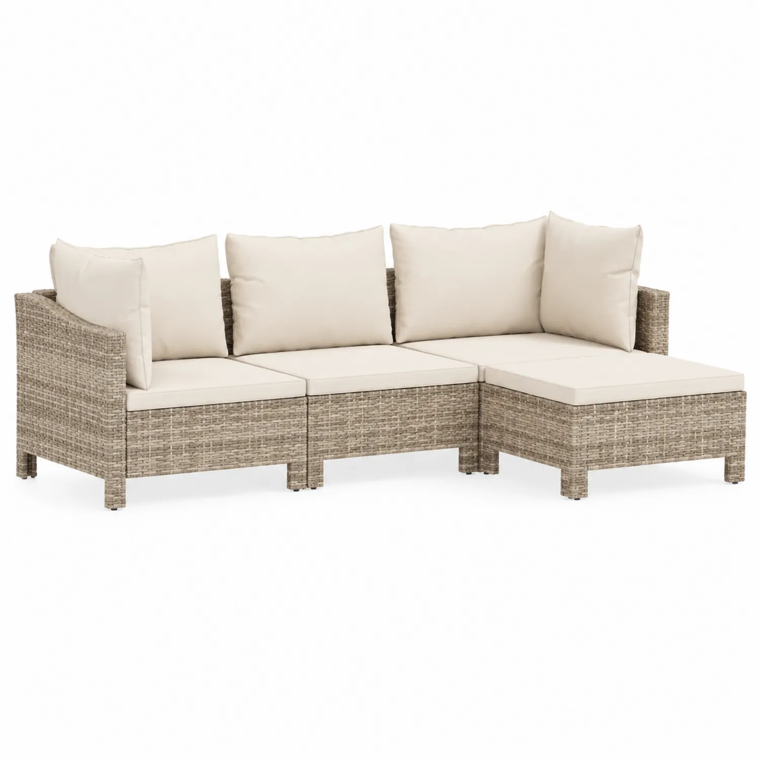 Canapé modulaire en rotin avec coussins en polyester