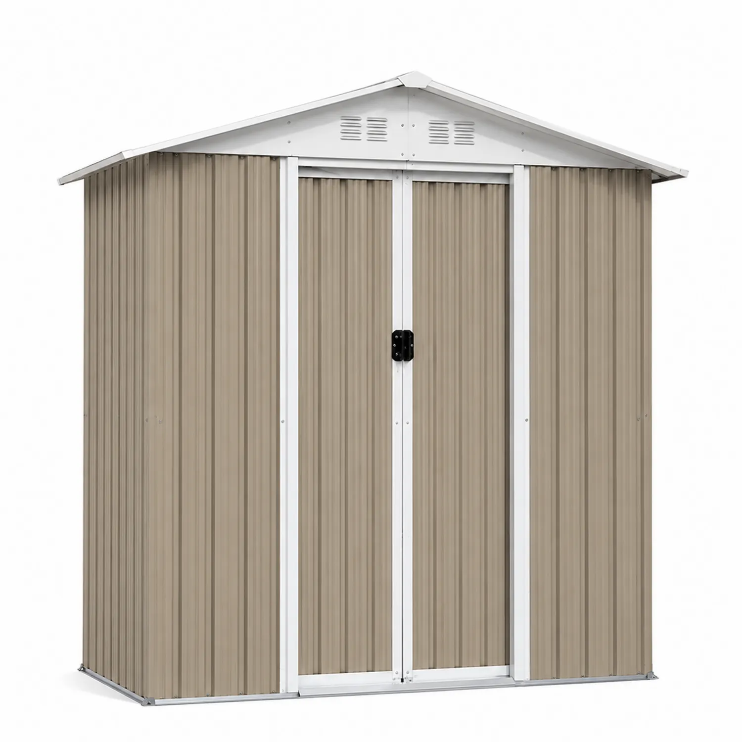 Abri de jardin en métal marron avec double porte coulissante
