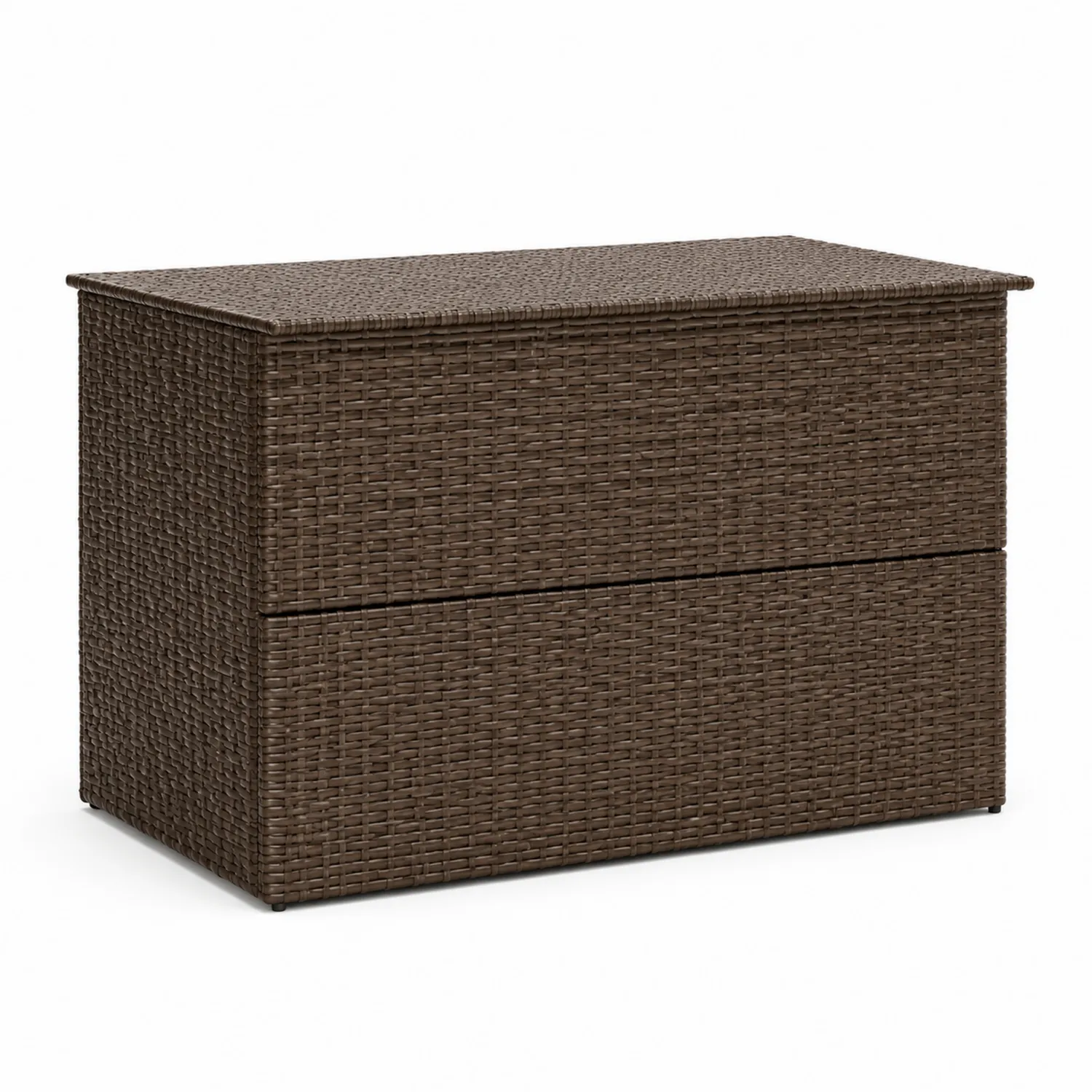 Coffre de rangement en rotin synthétique marron 132x55x62 cm