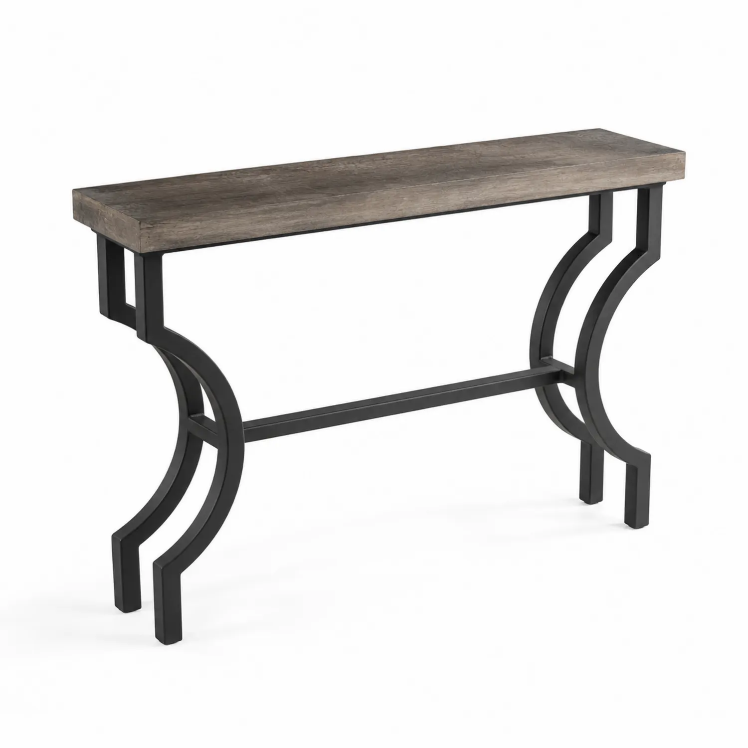 Table console en chêne et métal noir